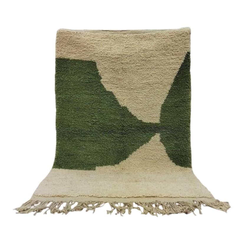 Ręcznie tkany dywan 100x200 cm, wełna, beżowy, zielony, szary, bursztynowy, Maroko