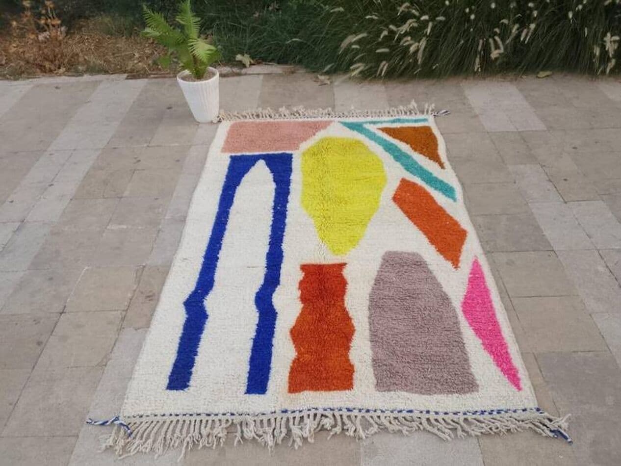 Handwoven rug 200x100 cm, wool, multicolour, Morocco - 198971
