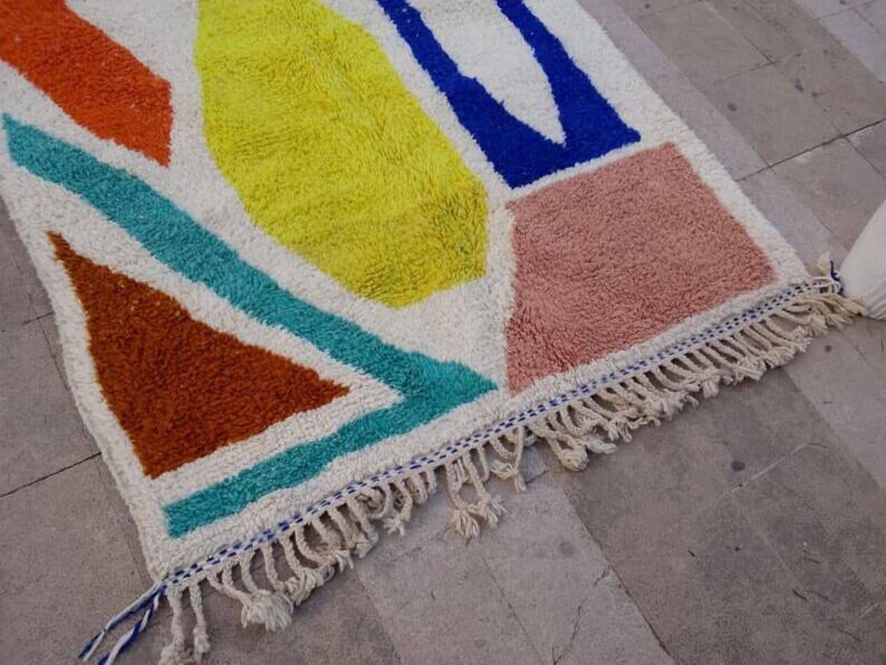 Handwoven rug 200x100 cm, wool, multicolour, Morocco - 198972