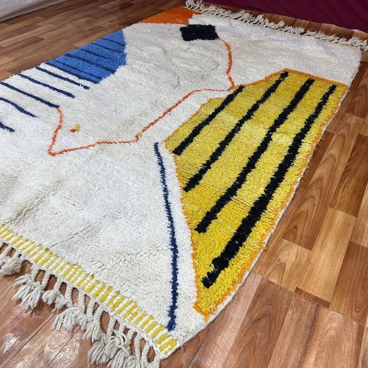 Ręcznie tkany dywan 200x100 cm, wełna, multikolor, Maroko - 198966