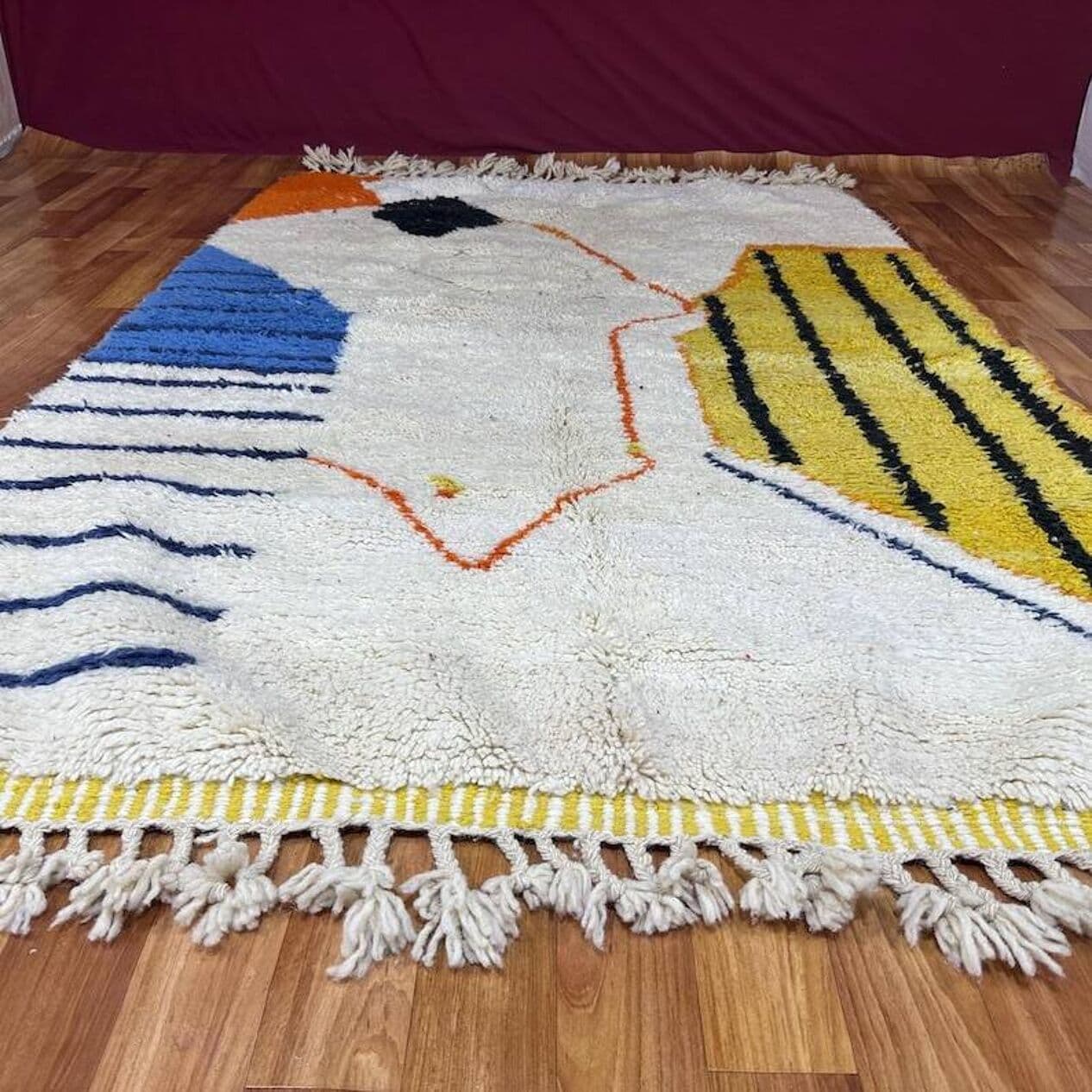 Ręcznie tkany dywan 200x100 cm, wełna, multikolor, Maroko - 198968