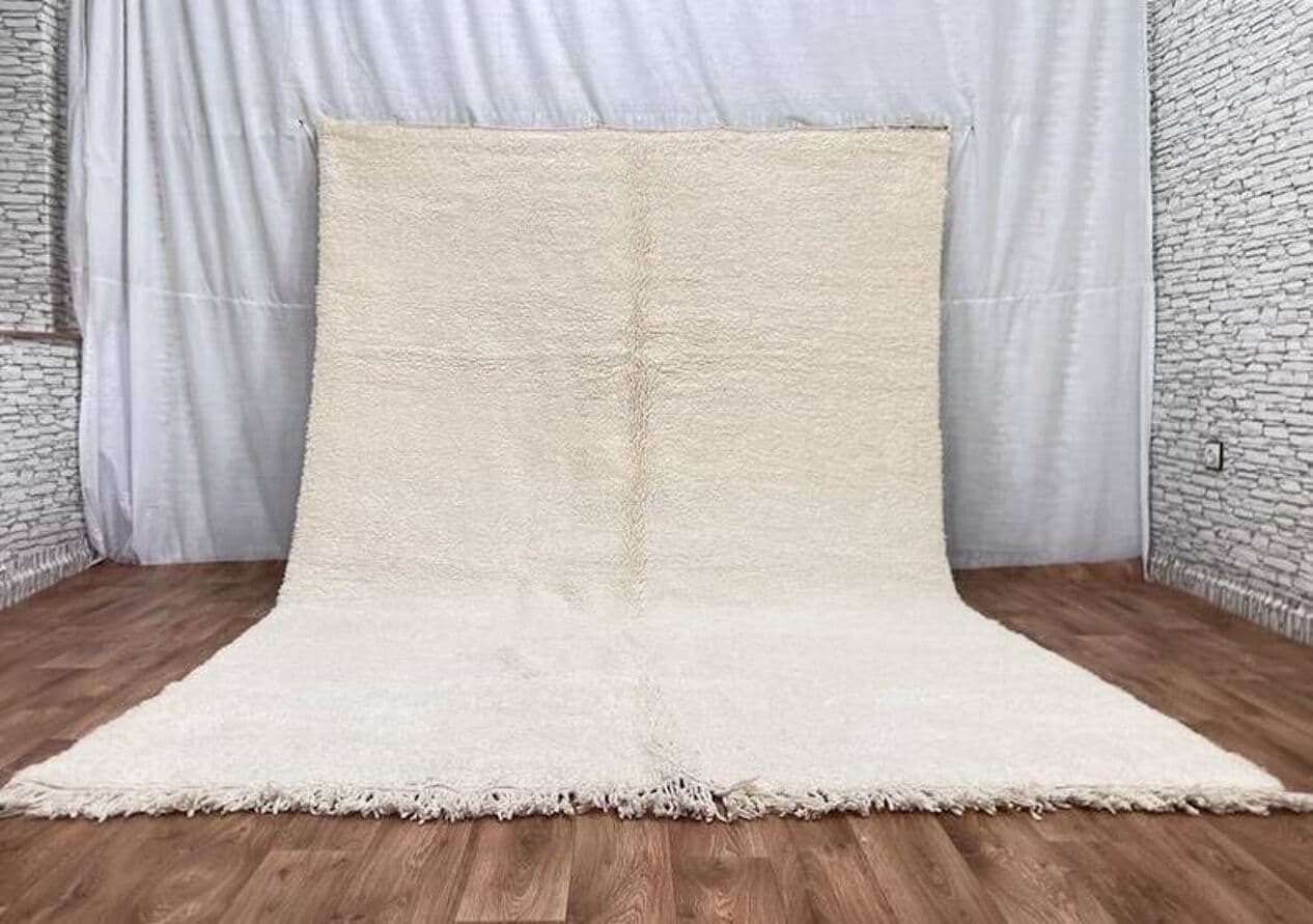 Handwoven rug 300x200 cm, wool, white, Morocco - 198921