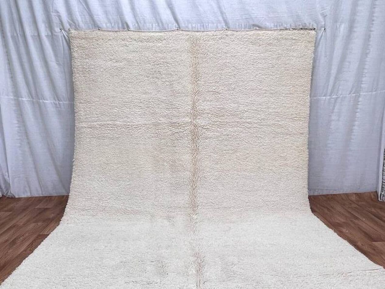 Handwoven rug 300x200 cm, wool, white, Morocco - 198923