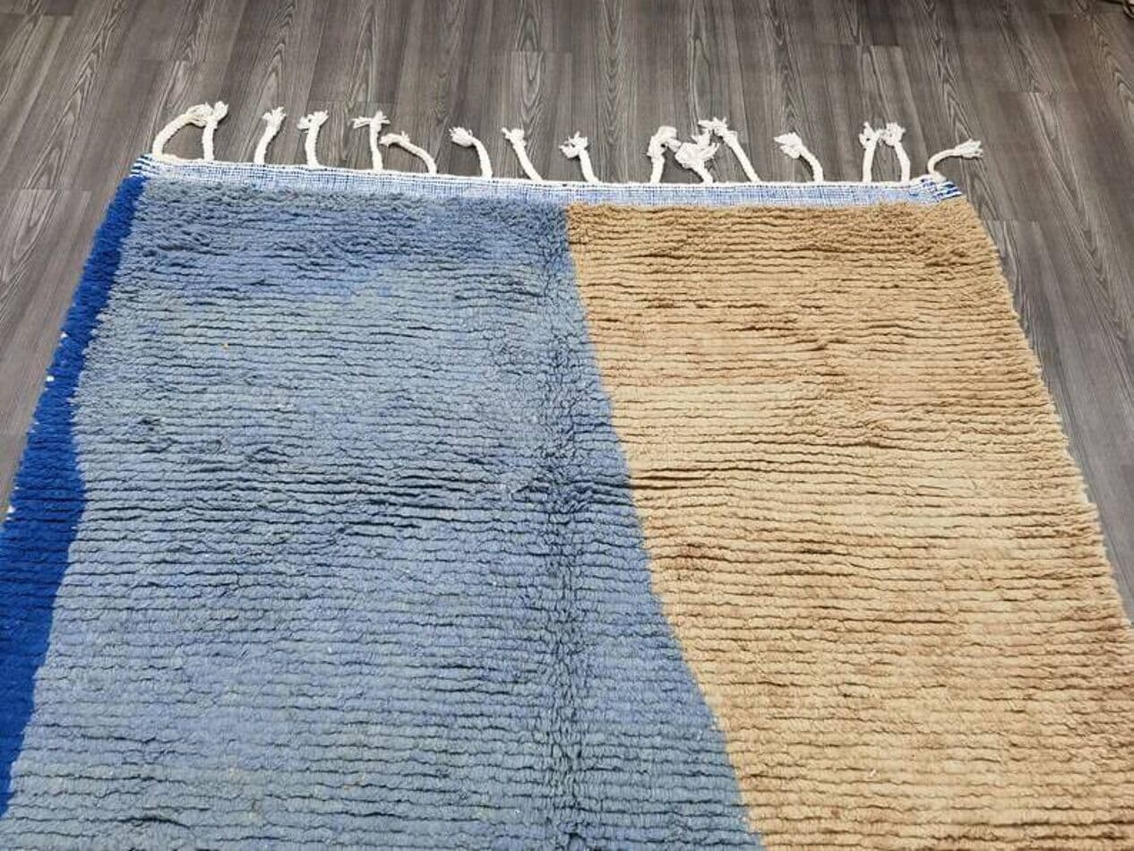 Ręcznie tkany dywan 200x100 cm, wełna, niebieski, beżowy, czerwony, zielony, Maroko - 198919