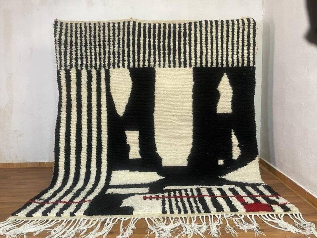 Ręcznie tkany dywan 200x100 cm, wełna, czarny, Maroko - 198887