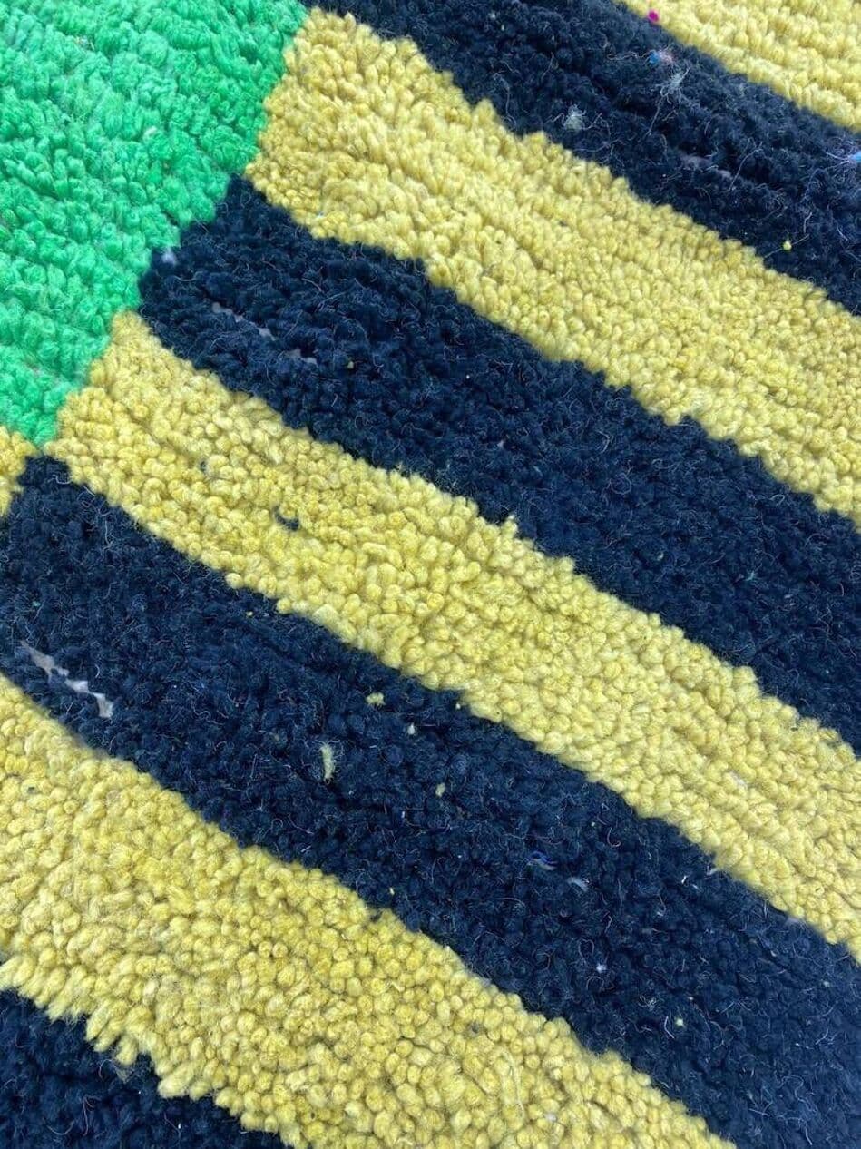 Handwoven rug 250x150 cm, wool, yellow, green, black, Morocco - 198874