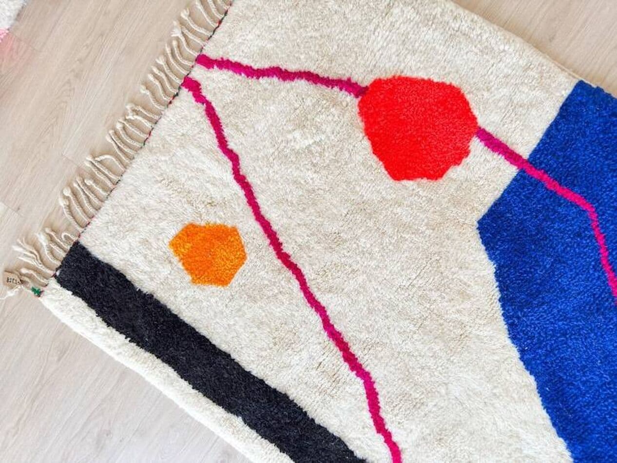 Ręcznie tkany dywan 100x200 cm, wełna, multikolor, Maroko - 198856