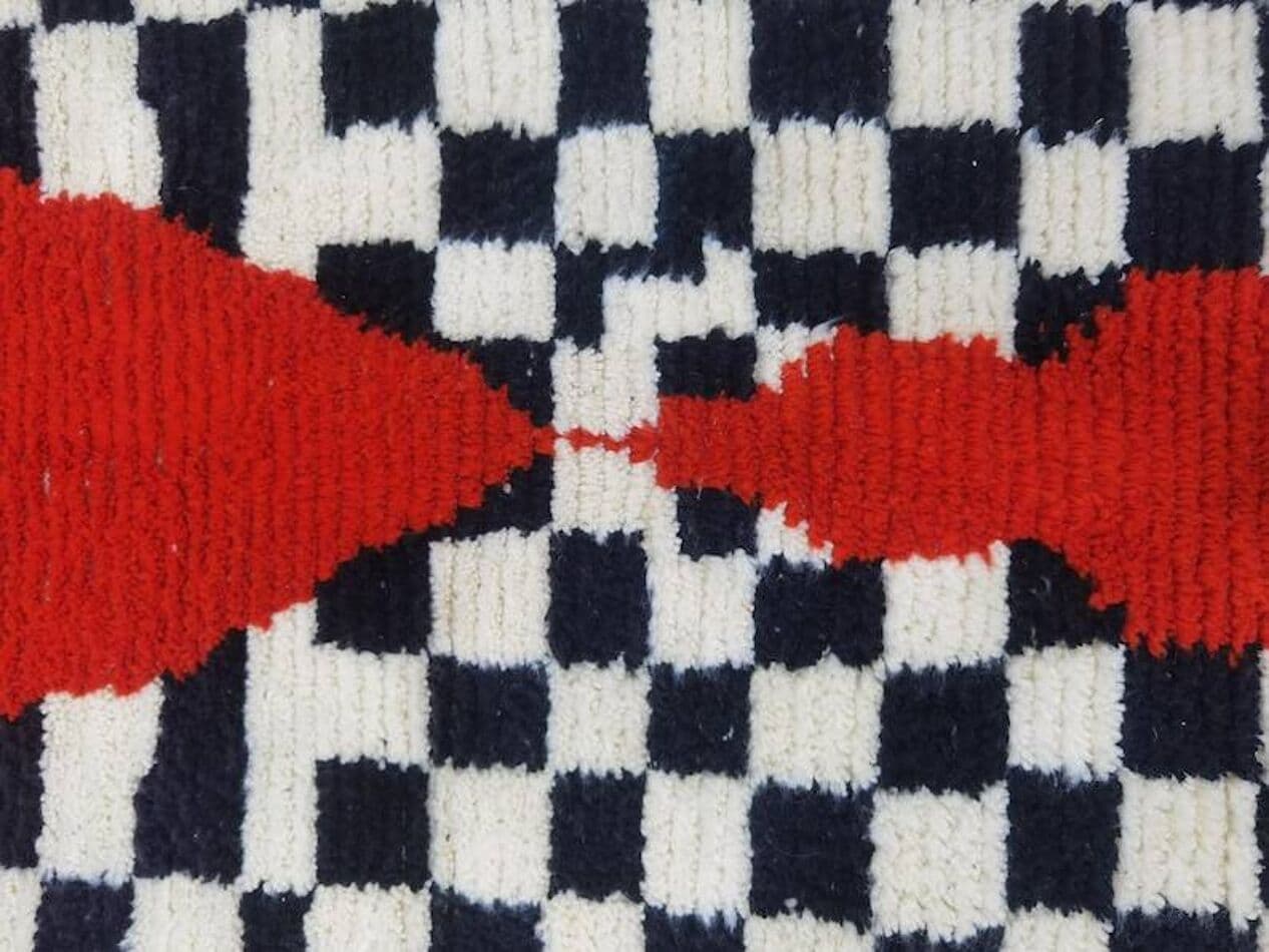 Ręcznie tkany dywan 250x150 cm, wełna, czerwony, czarny, biały, Maroko - 198822