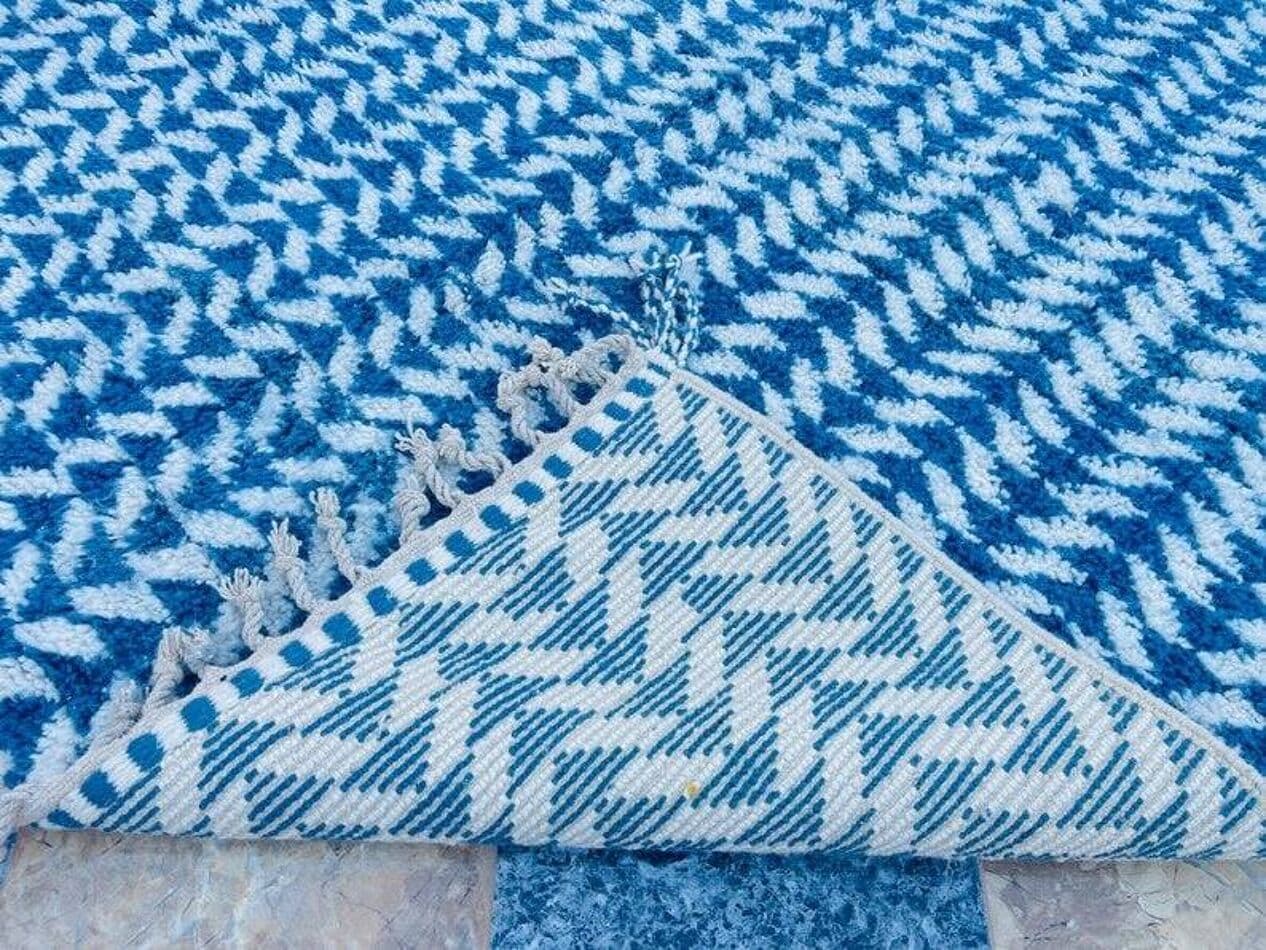 Ręcznie tkany dywan 250x150 cm, wełna, niebieski, Maroko - 198735