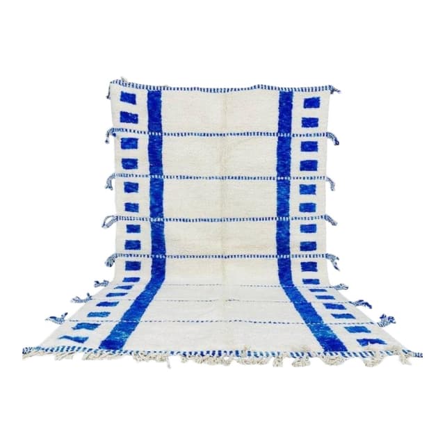 Ręcznie tkany dywan 250x150 cm, wełna, niebieski, Maroko - WYMIARY