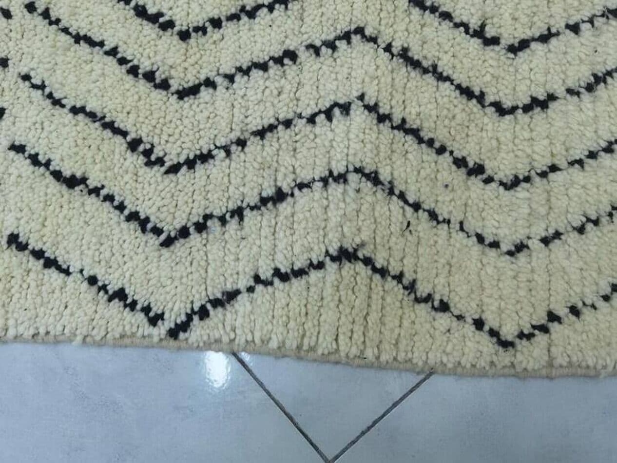 Ręcznie tkany dywan 250x150 cm, wełna, kremowy, czarny, Maroko - 198681