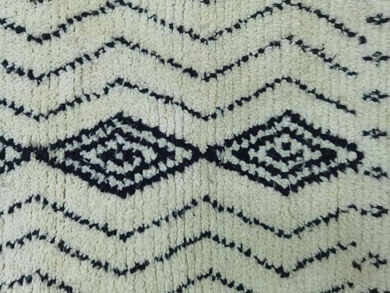 Ręcznie tkany dywan 250x150 cm, wełna, kremowy, czarny, Maroko - 198680