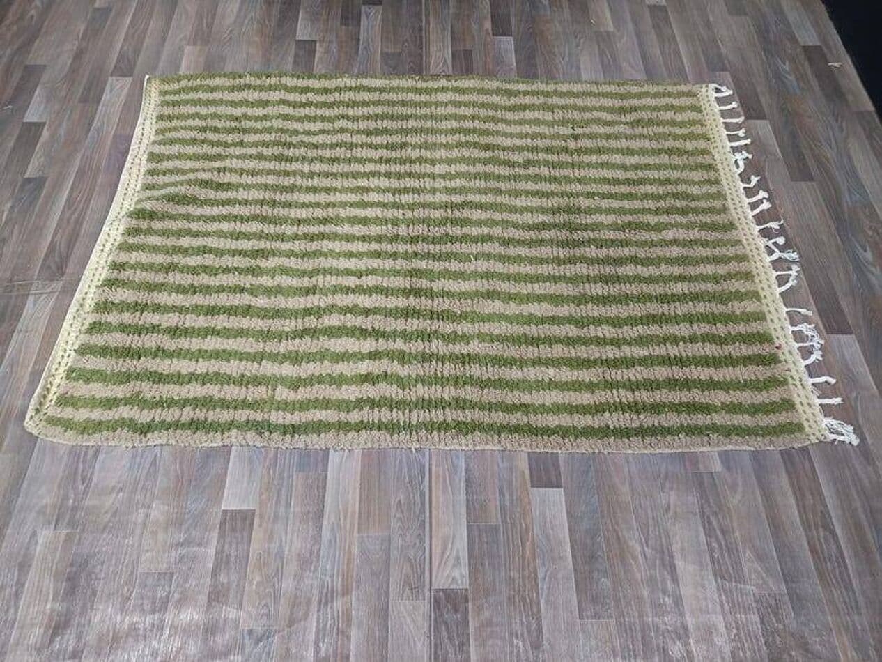 Ręcznie tkany dywan 250x150 cm, wełna, zielony, beżowy, Maroko - 198674