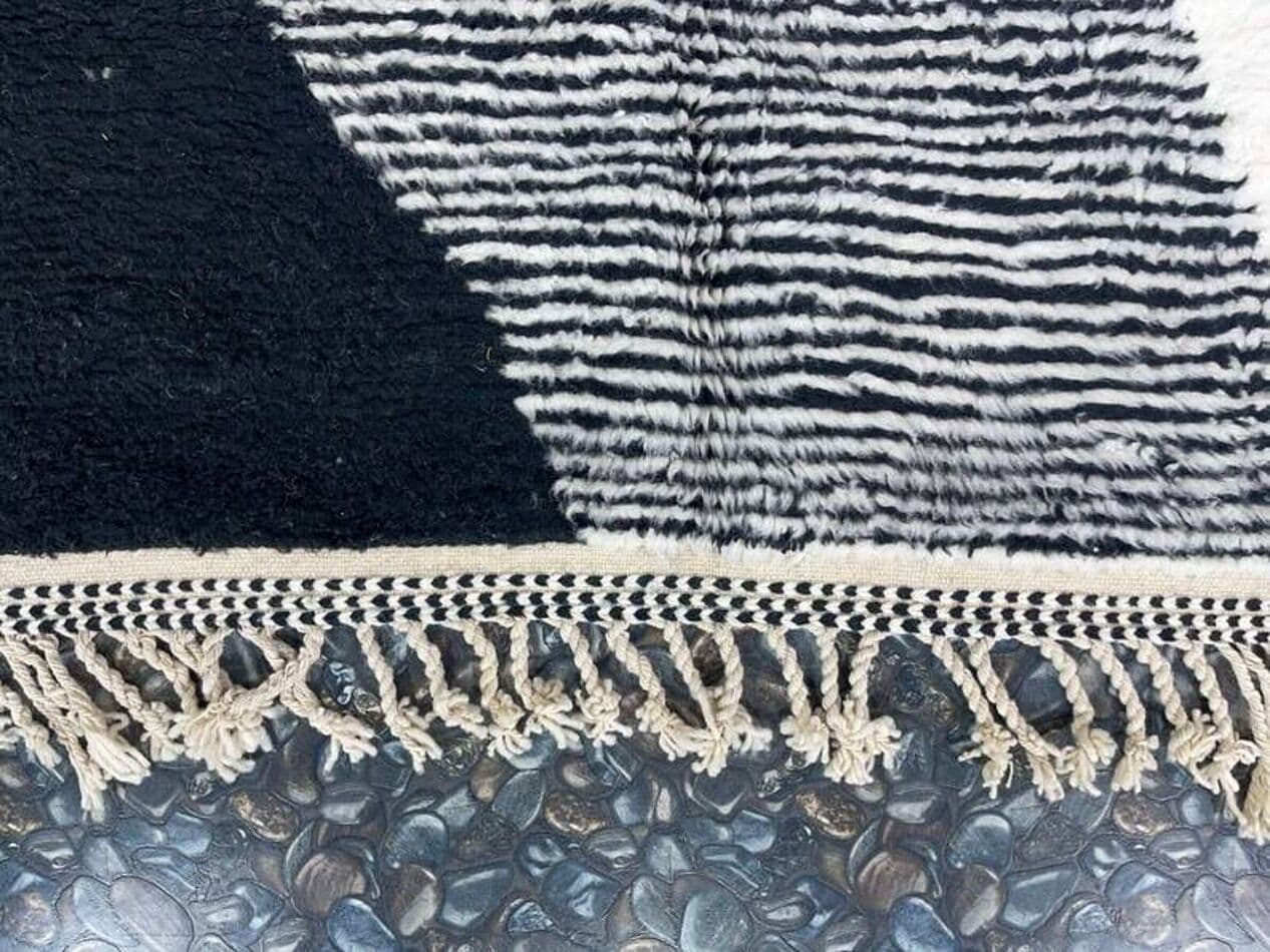 Ręcznie tkany dywan 240x160 cm, wełna, czarny, biały, Maroko - 198665