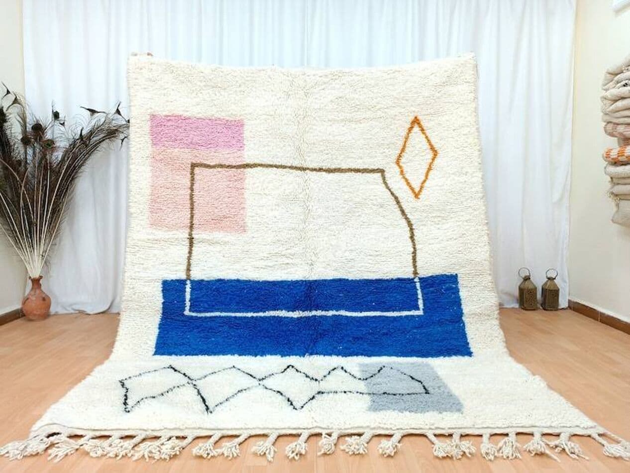 Ręcznie tkany dywan 250x150 cm, wełna, multikolor, Maroko - 198660