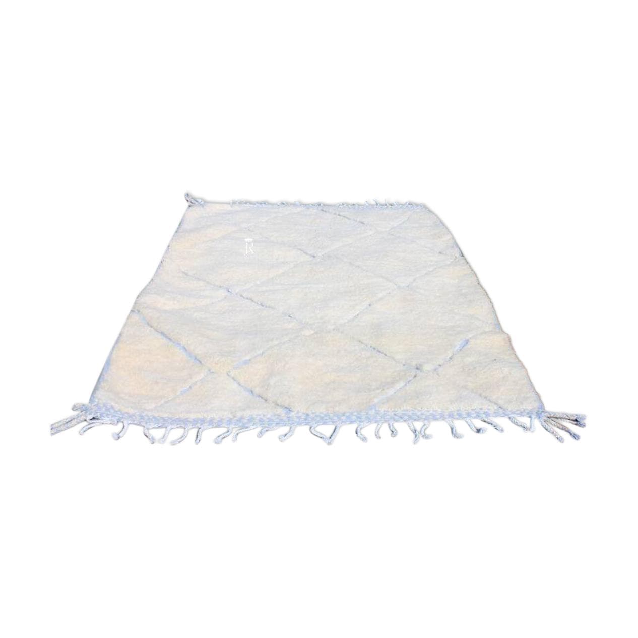 Ręcznie tkany dywan 200x300 cm, wełna, kość słoniowa, niebieski, Maroko