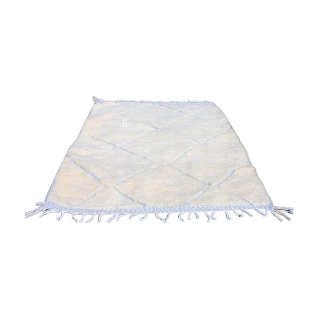 Ręcznie tkany dywan 200x300 cm, wełna, kość słoniowa, niebieski, Maroko - WYMIARY