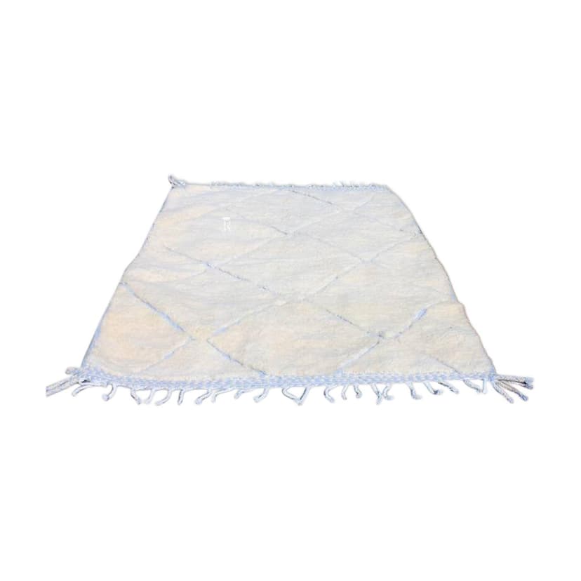 Ręcznie tkany dywan 200x300 cm, wełna, kość słoniowa, niebieski, Maroko