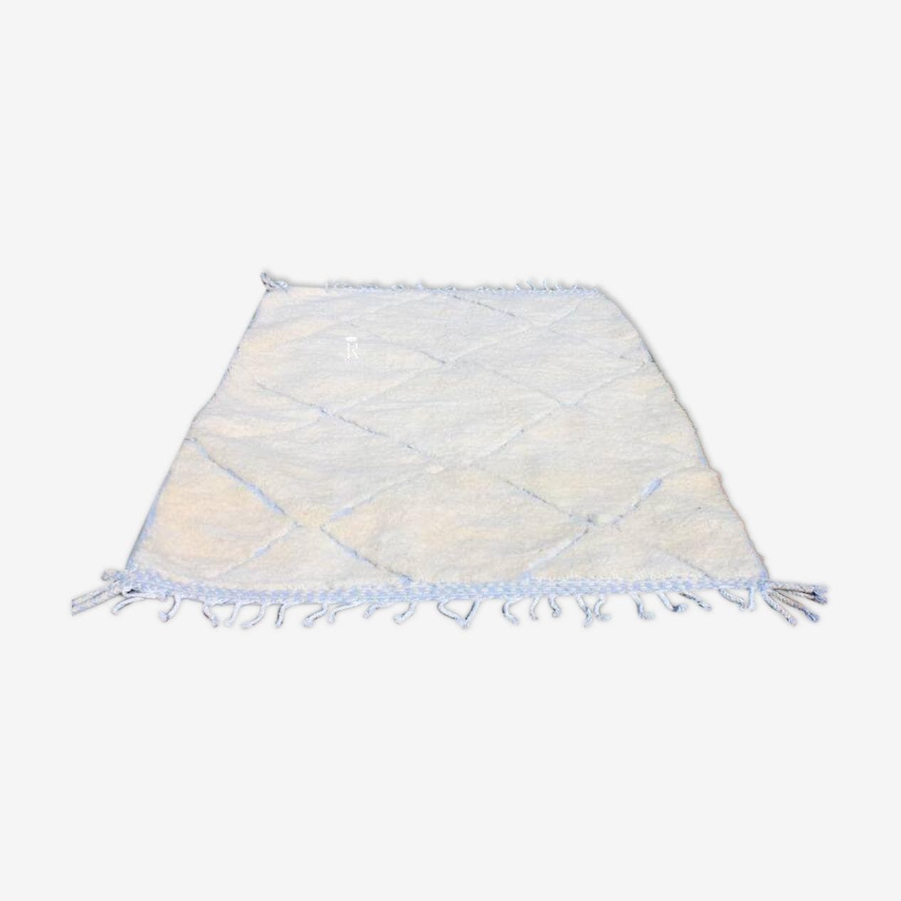 Ręcznie tkany dywan 200x300 cm, wełna, kość słoniowa, niebieski, Maroko - 198642