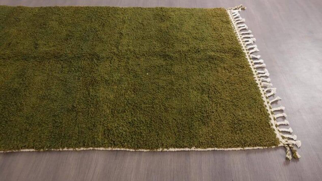 Ręcznie tkany dywan 250x150 cm, wełna, oliwkowy, Maroko - 198582