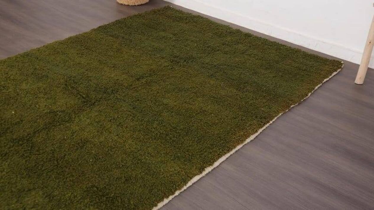 Ręcznie tkany dywan 250x150 cm, wełna, oliwkowy, Maroko - 198579