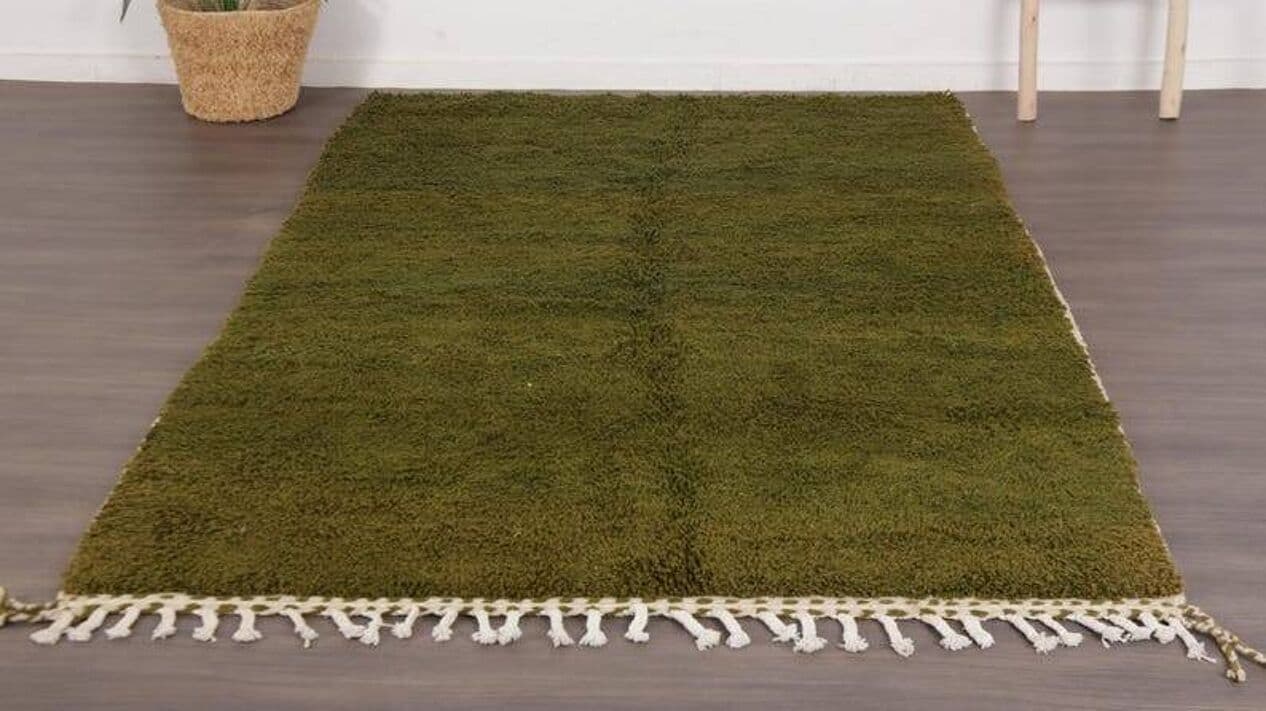 Ręcznie tkany dywan 250x150 cm, wełna, oliwkowy, Maroko - 198577