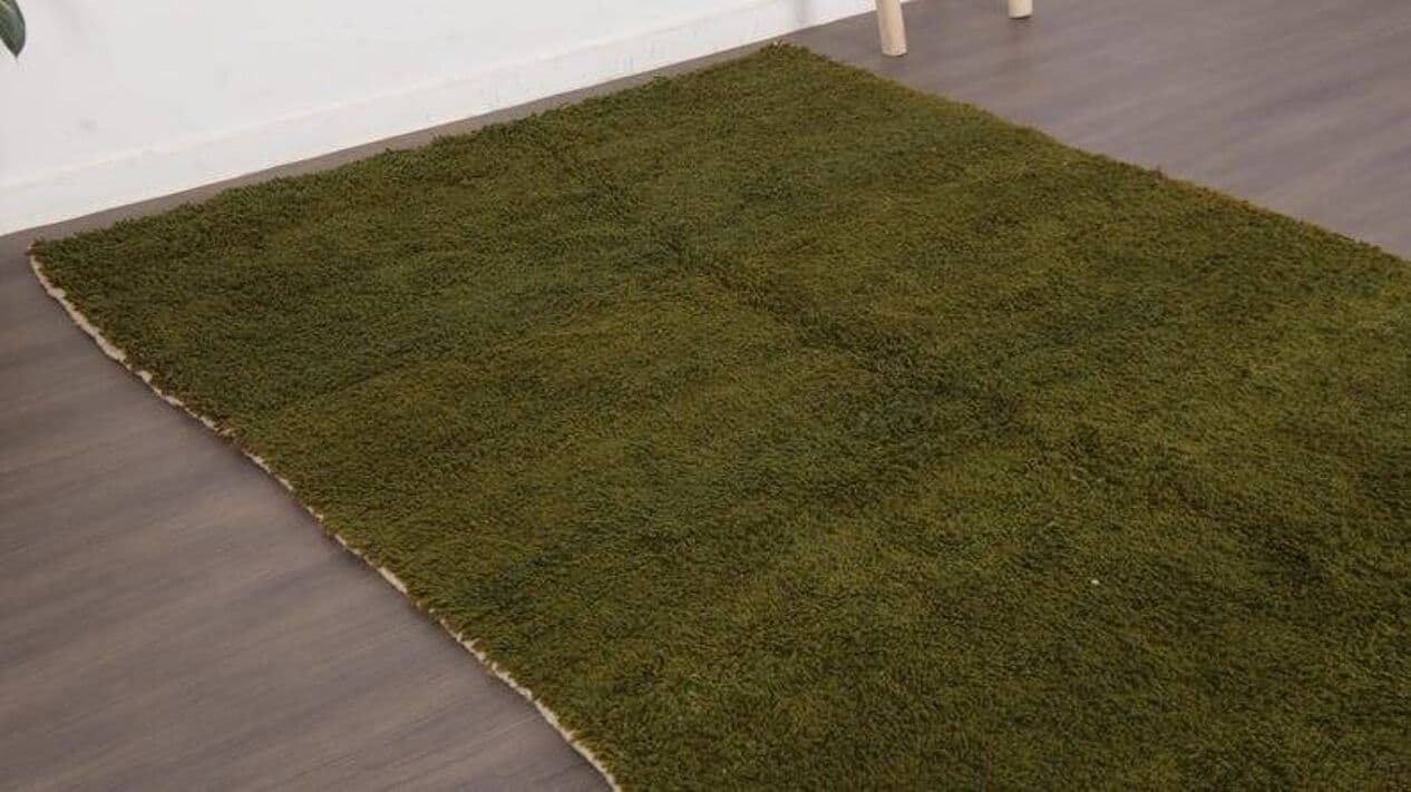 Ręcznie tkany dywan 250x150 cm, wełna, oliwkowy, Maroko - 198578