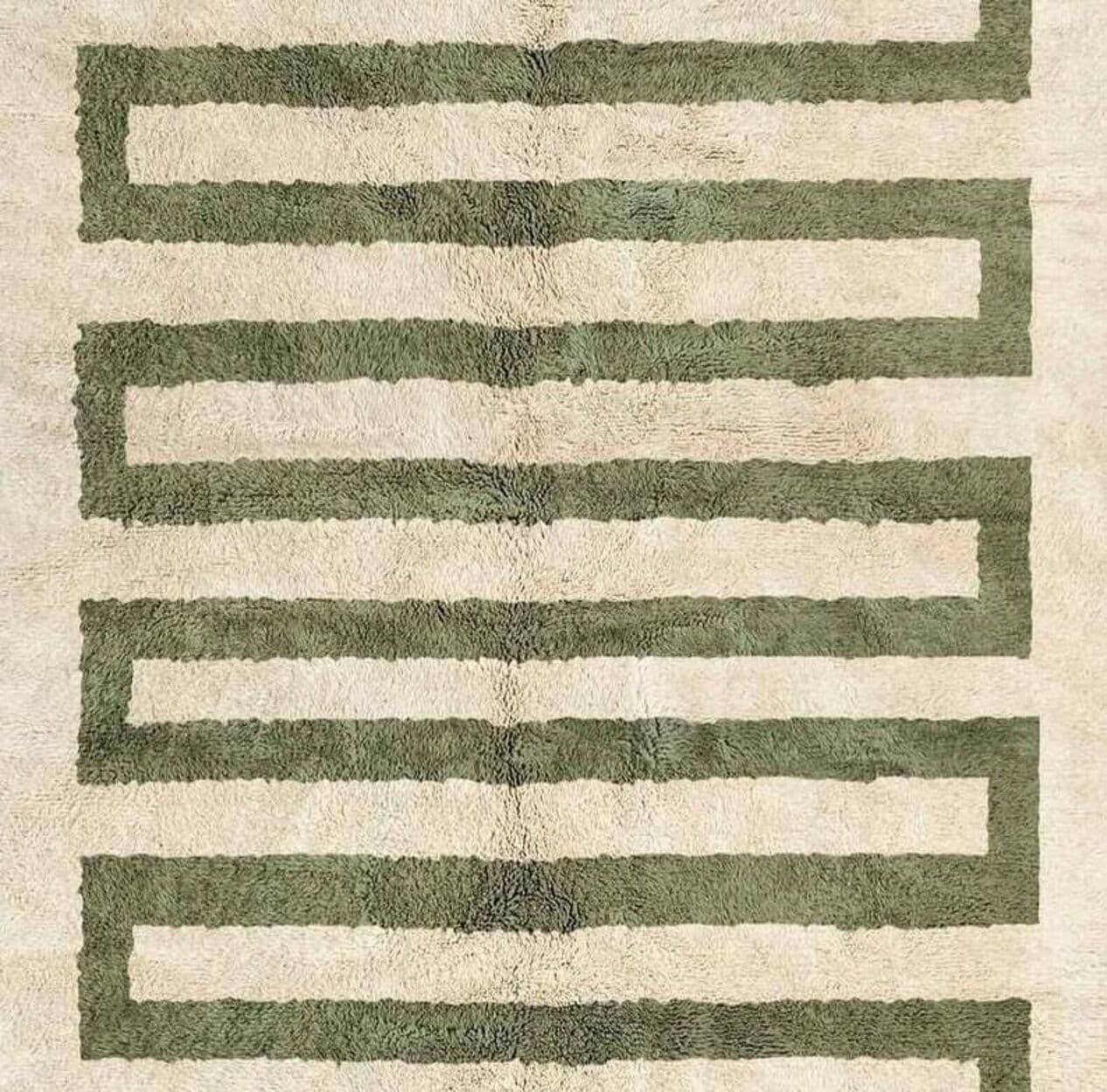 Ręcznie tkany dywan 250x150 cm, wełna, zielony, kremowy, Maroko - 198485