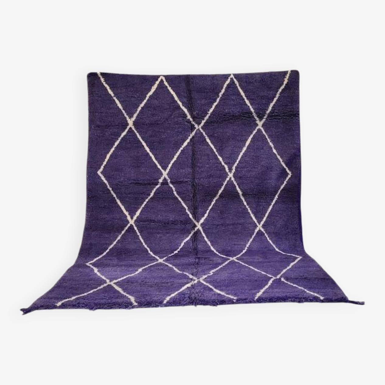 Ręcznie tkany dywan 250x150 cm, wełna, fioletowy, biały, Maroko - 198467