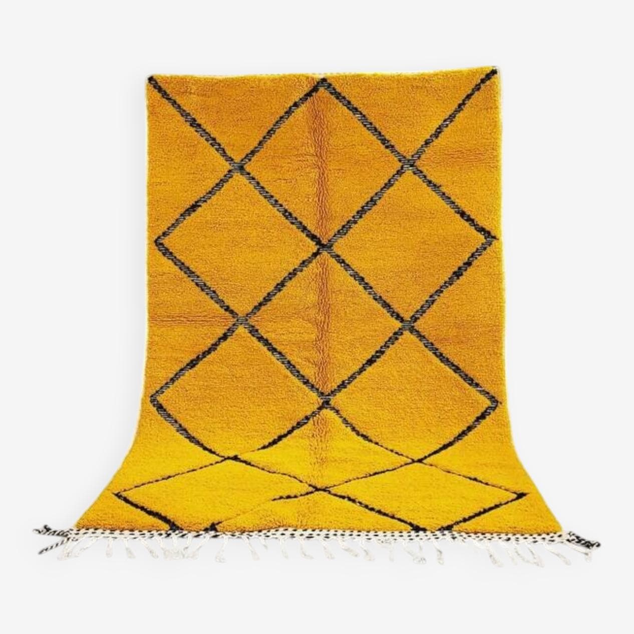 Ręcznie tkany dywan 250x150 cm, wełna, żółty, czarny, Maroko - 198449