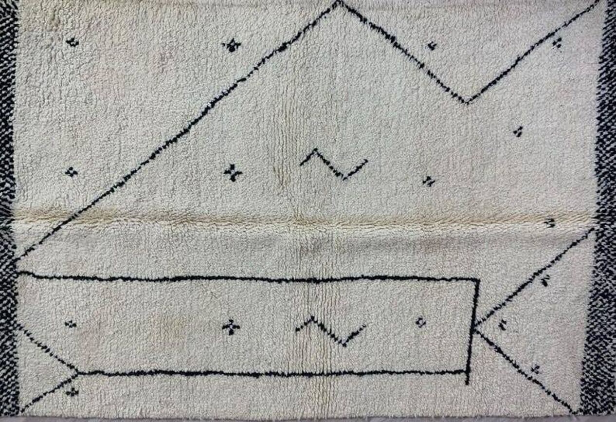 Ręcznie tkany dywan 250x150 cm, wełna, biały, Maroko - 198428