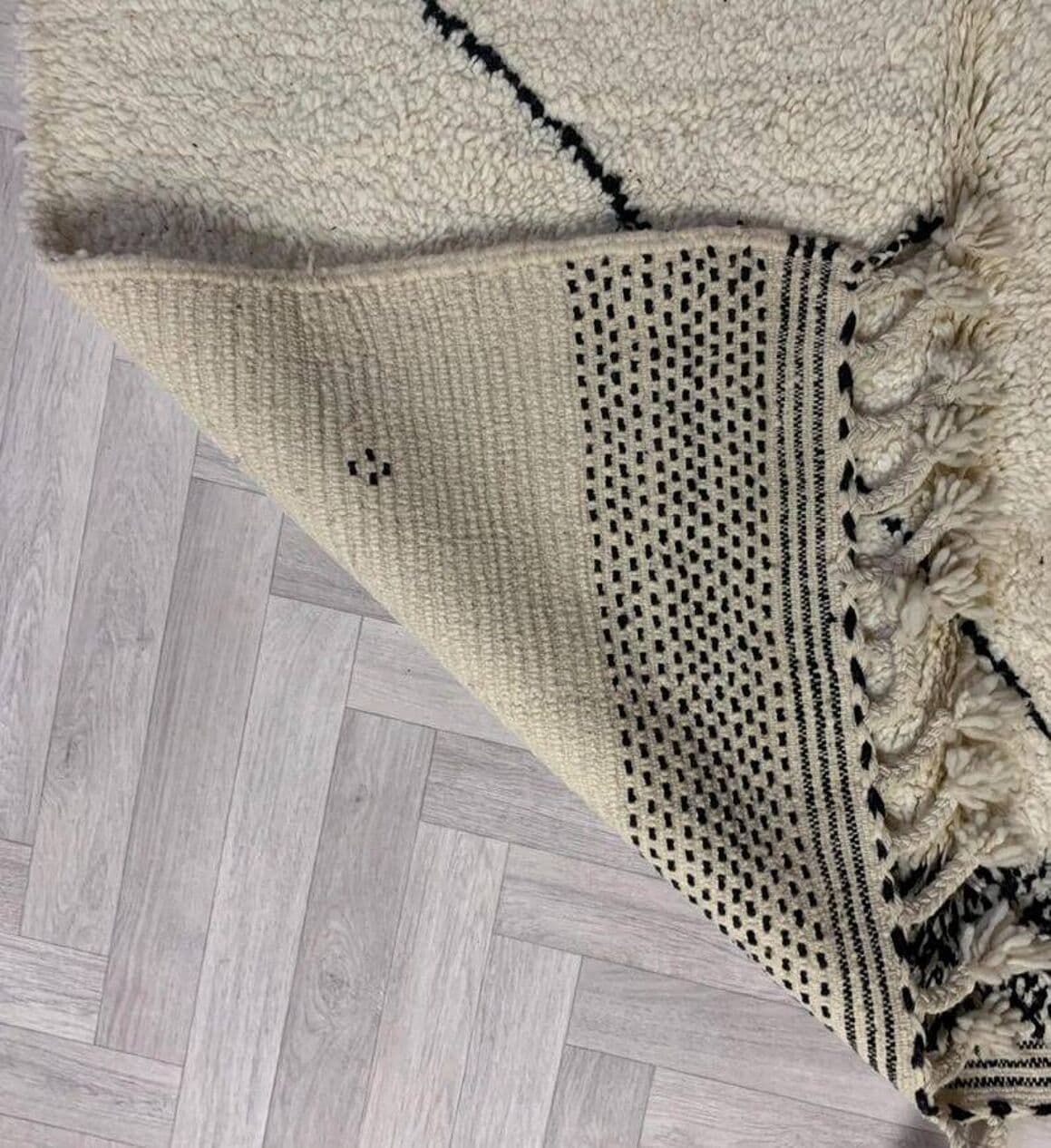 Ręcznie tkany dywan 250x150 cm, wełna, biały, Maroko - 198426