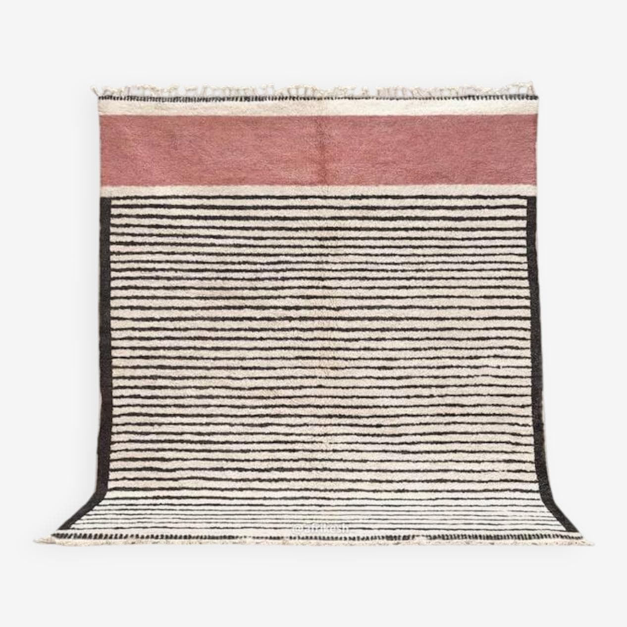 Ręcznie tkany dywan 250x150 cm, wełna, kość słoniowa, czarny, terakota, Maroko - 198420