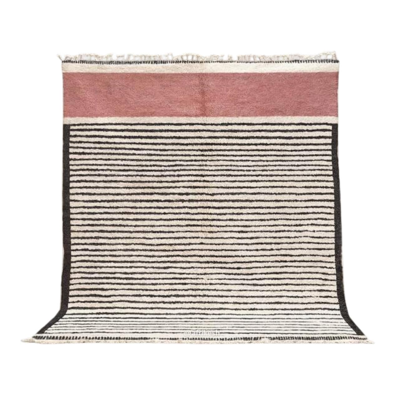 Ręcznie tkany dywan 250x150 cm, wełna, kość słoniowa, czarny, terakota, Maroko