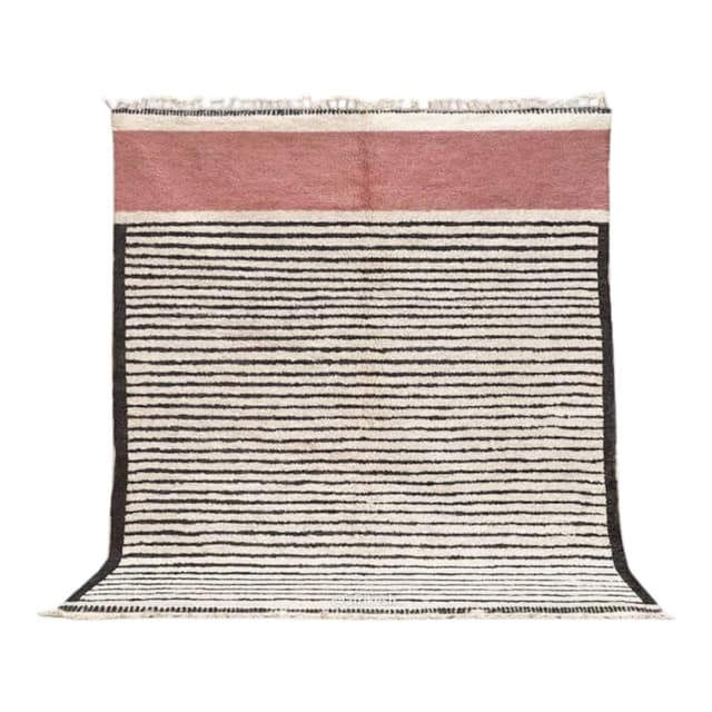 Ręcznie tkany dywan 250x150 cm, wełna, kość słoniowa, czarny, terakota, Maroko - WYMIARY