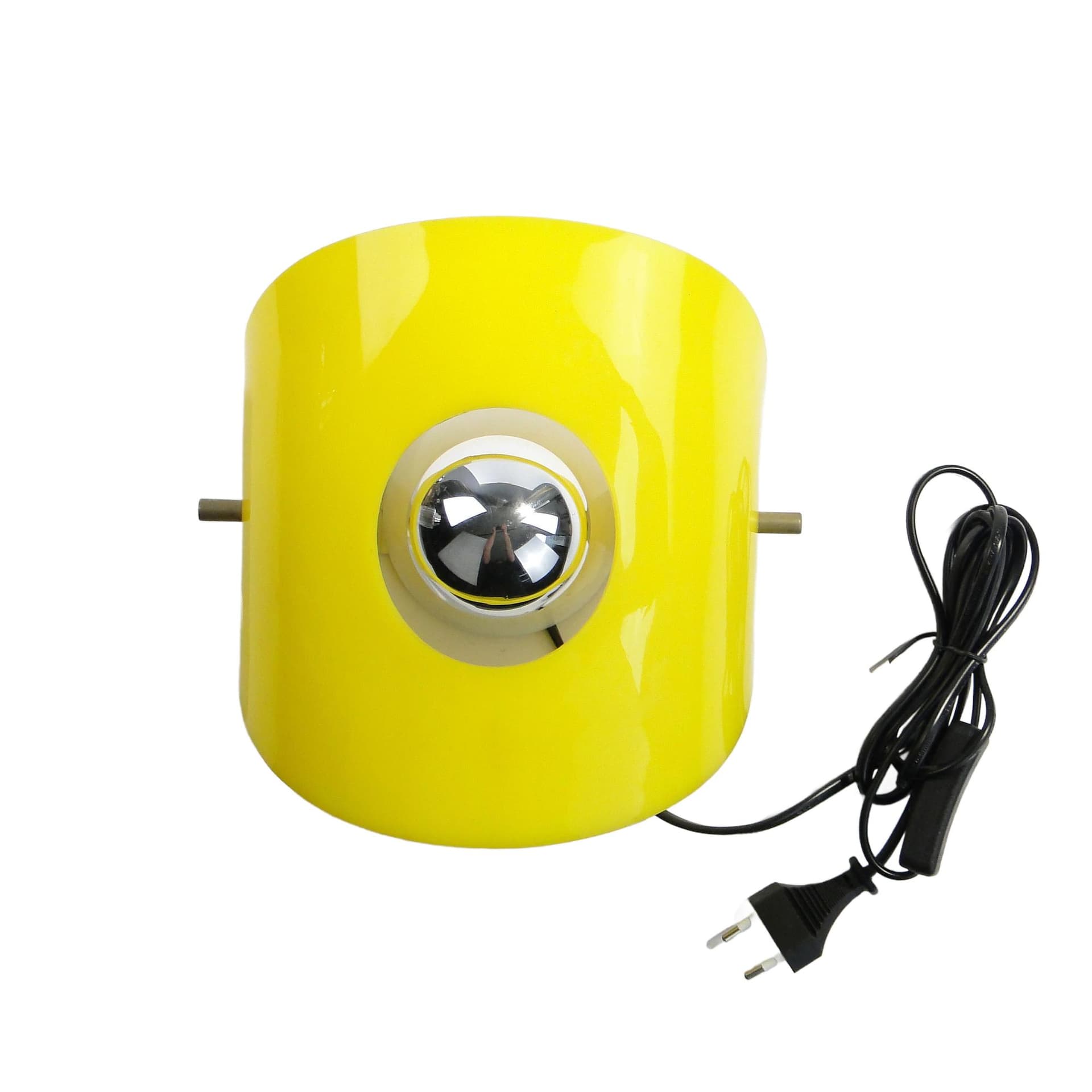 Wall sconce Space Age, yellow, plastic metal, Polam, Poland, 1960s.