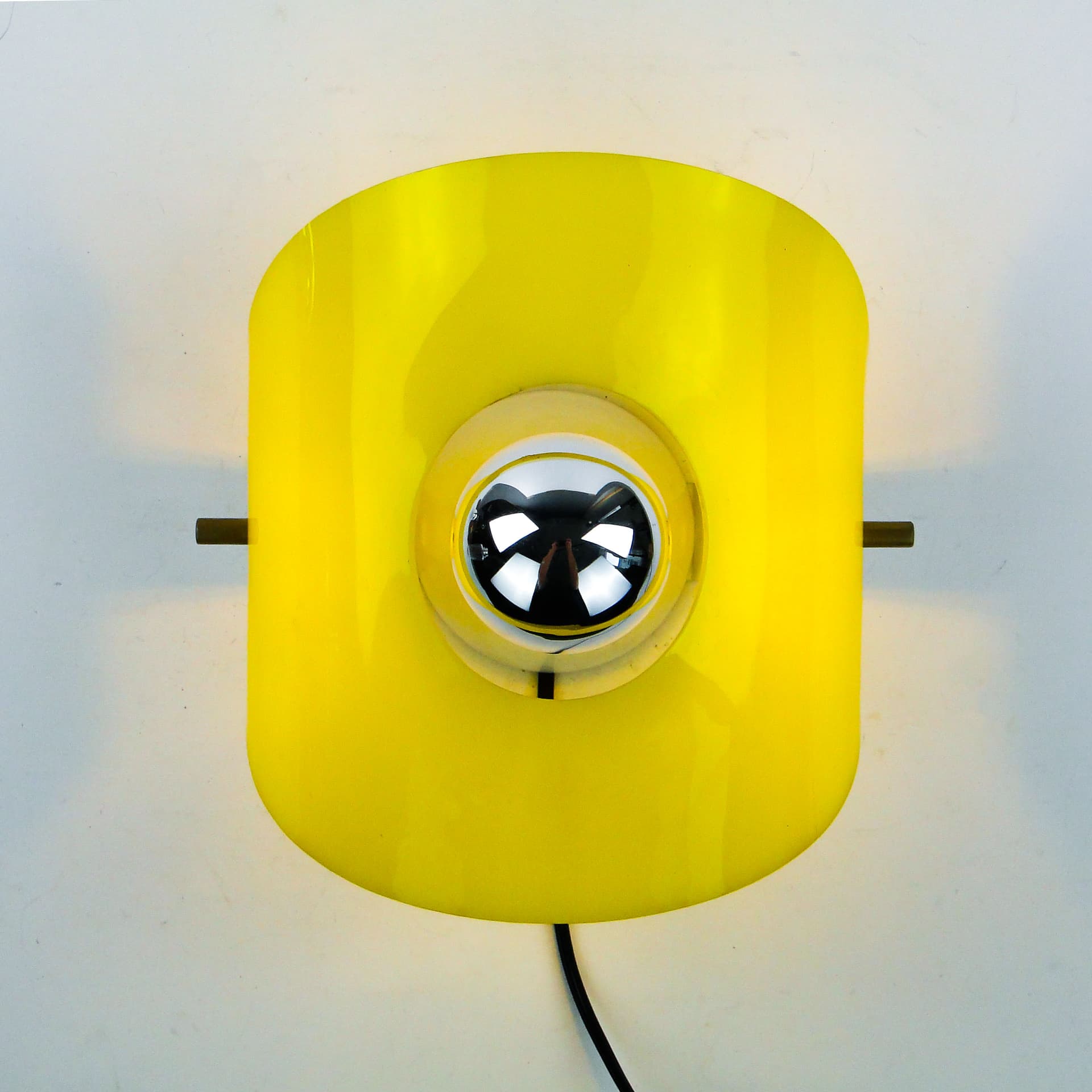 Wall sconce Space Age, yellow, plastic metal, Polam, Poland, 1960s. - 1411