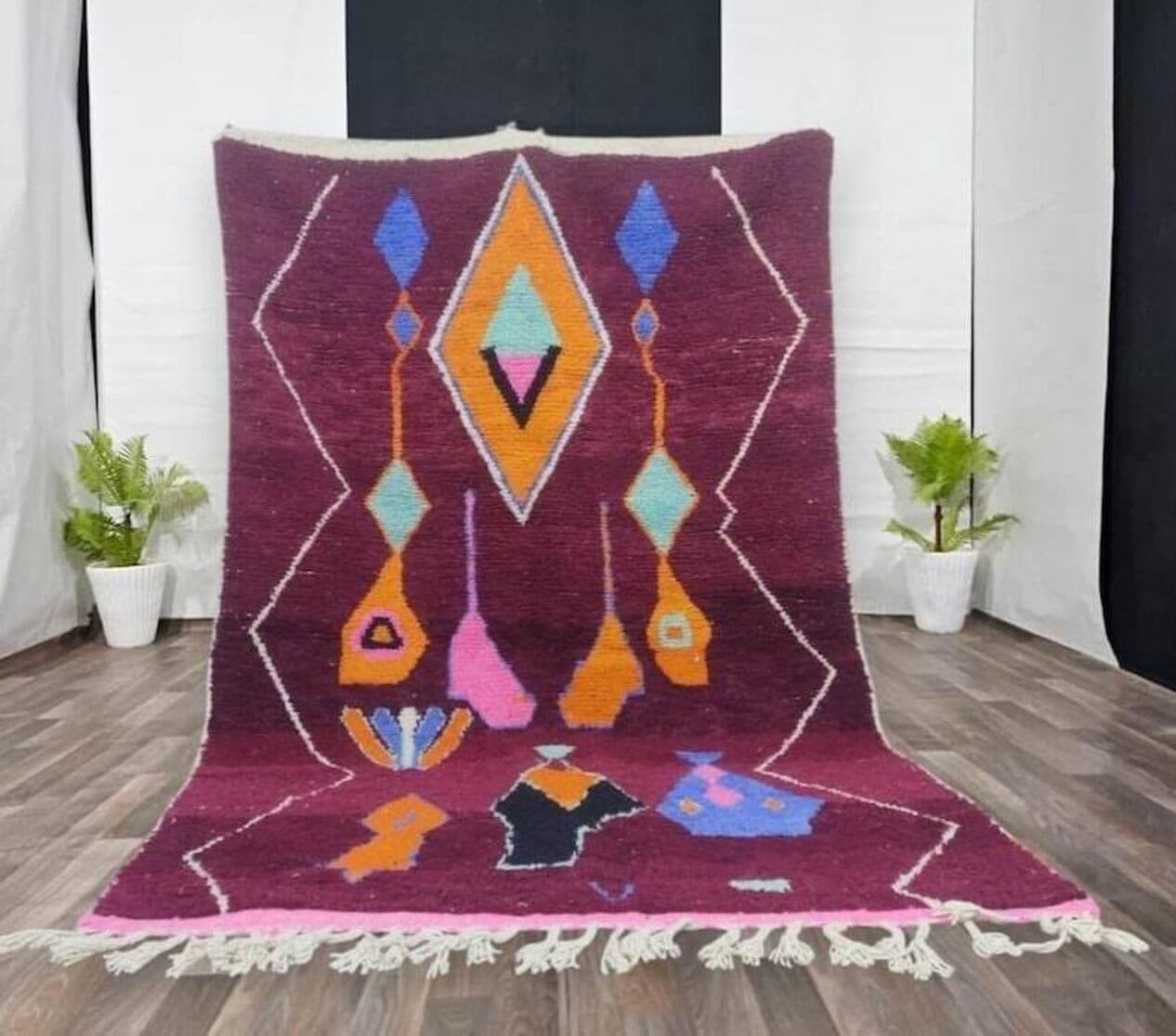 Ręcznie tkany dywan 250x150 cm, wełna, multikolor, Maroko - 200452