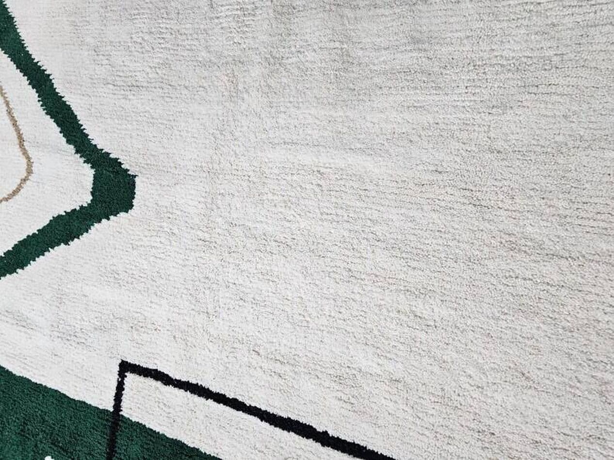 Ręcznie tkany dywan 200x300 cm, wełna, kremowy, zielony, czarny, Maroko - 200447