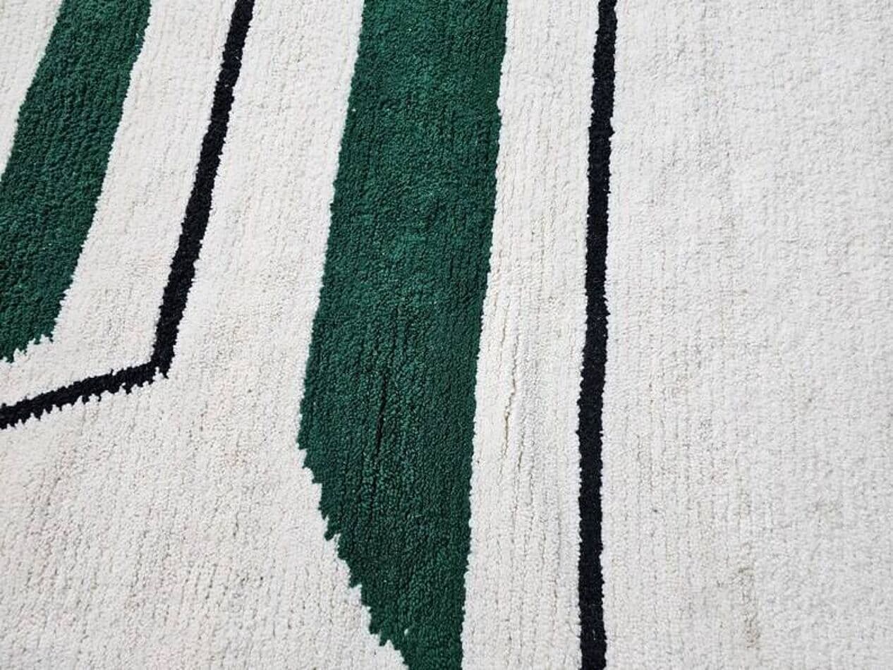 Ręcznie tkany dywan 200x300 cm, wełna, kremowy, zielony, czarny, Maroko - 200443