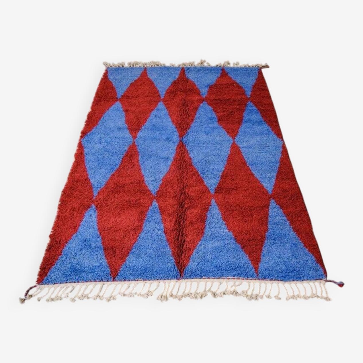 Ręcznie tkany dywan 250x200 cm, wełna, czerwony, niebieski, Maroko - 200400