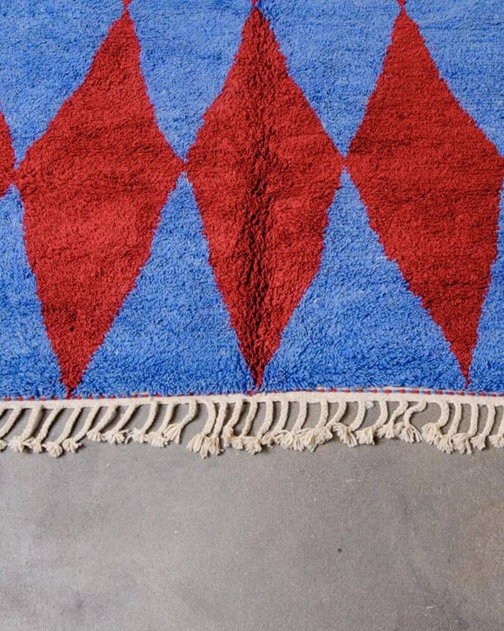 Ręcznie tkany dywan 250x200 cm, wełna, czerwony, niebieski, Maroko - 200403