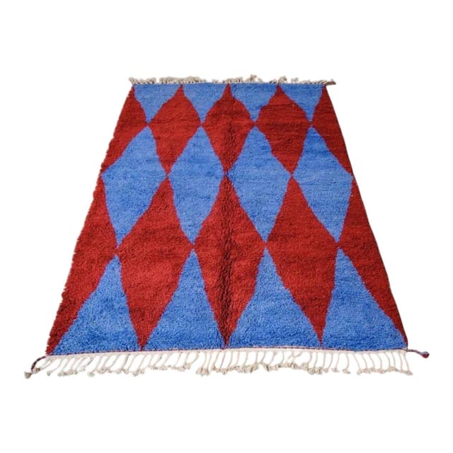 Ręcznie tkany dywan 250x200 cm, wełna, czerwony, niebieski, Maroko - WYMIARY