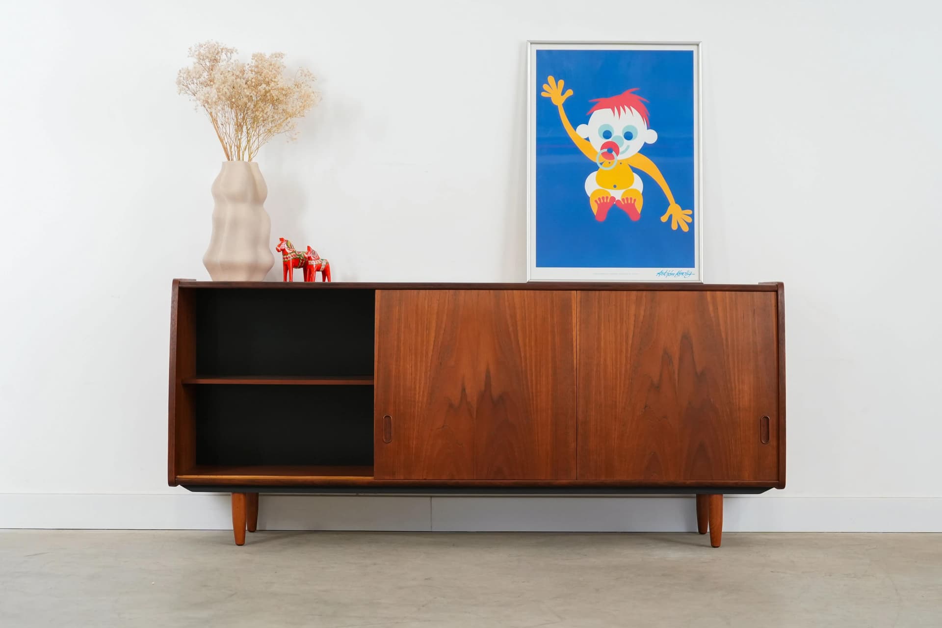 Sideboard, teak brązowy, Dania, lata 70. - 14370