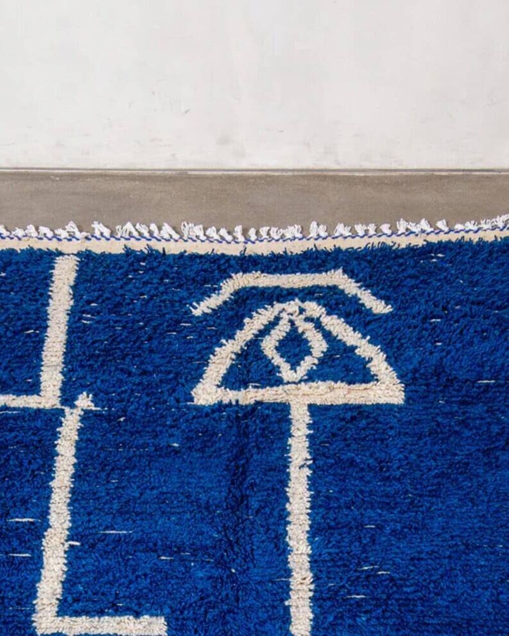 Ręcznie tkany dywan 250x150 cm, wełna, niebieski, biały, Maroko - 200390