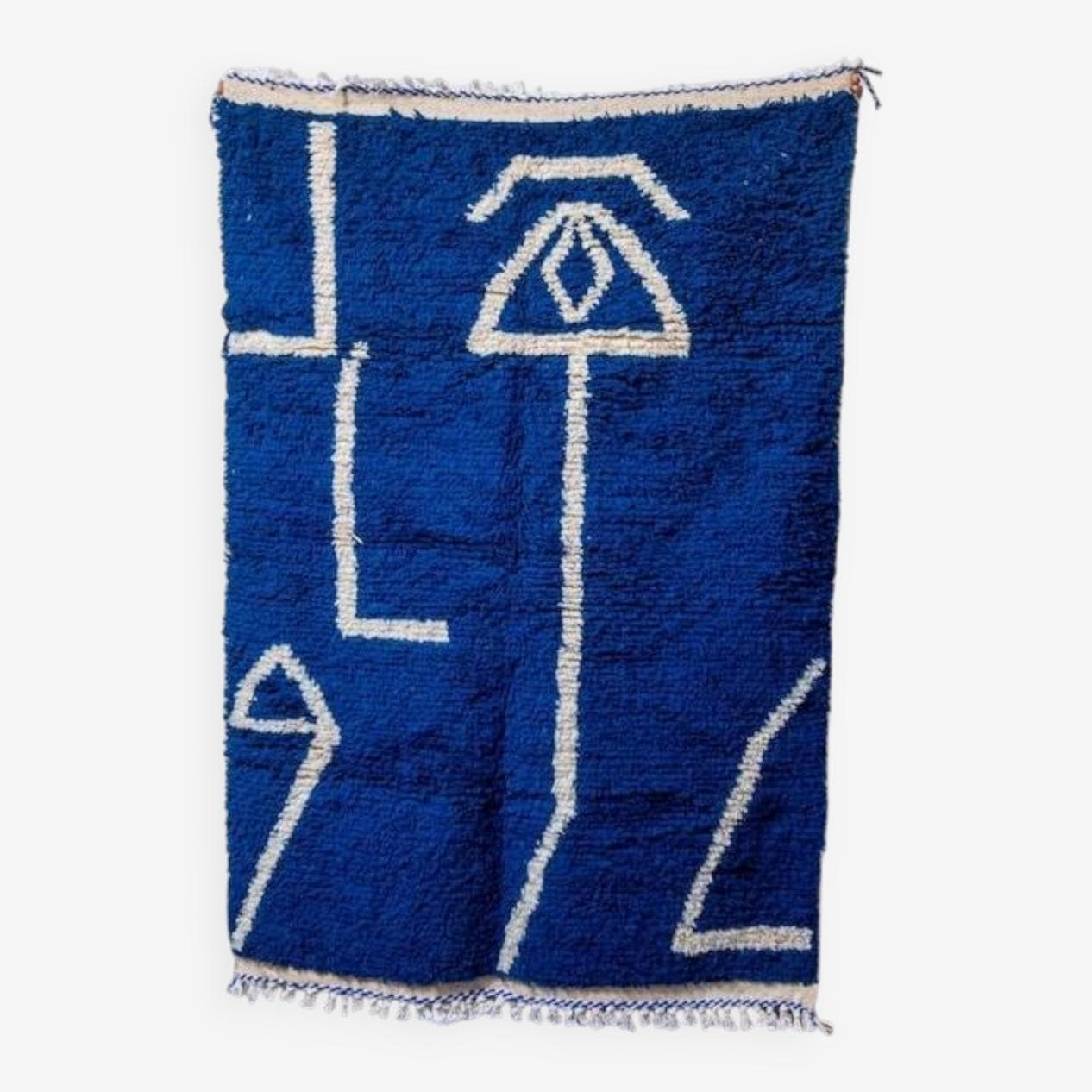 Ręcznie tkany dywan 250x150 cm, wełna, niebieski, biały, Maroko - 200386