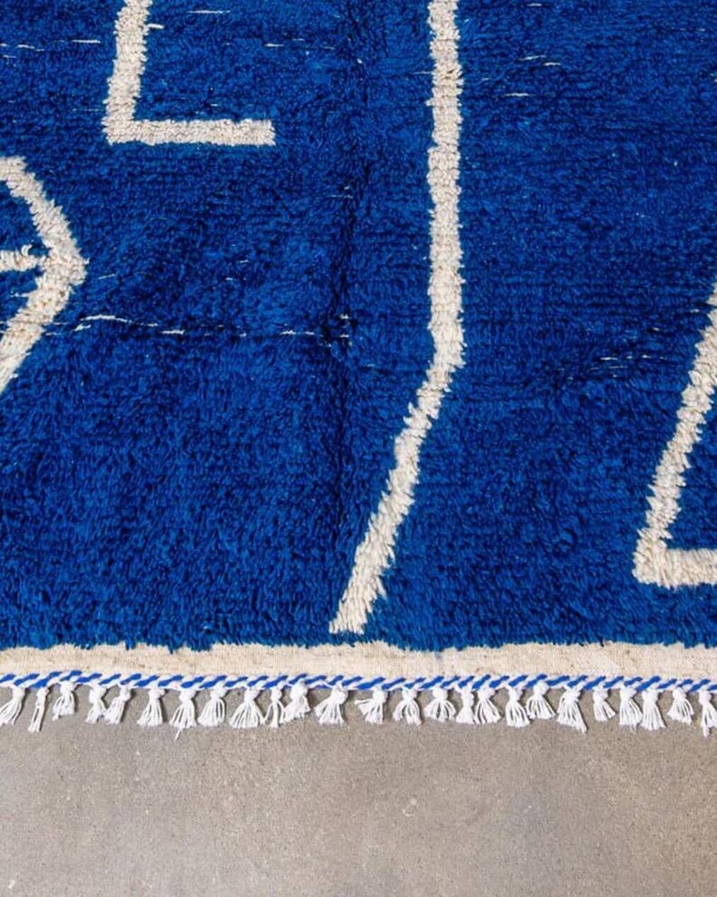 Ręcznie tkany dywan 250x150 cm, wełna, niebieski, biały, Maroko - 200391