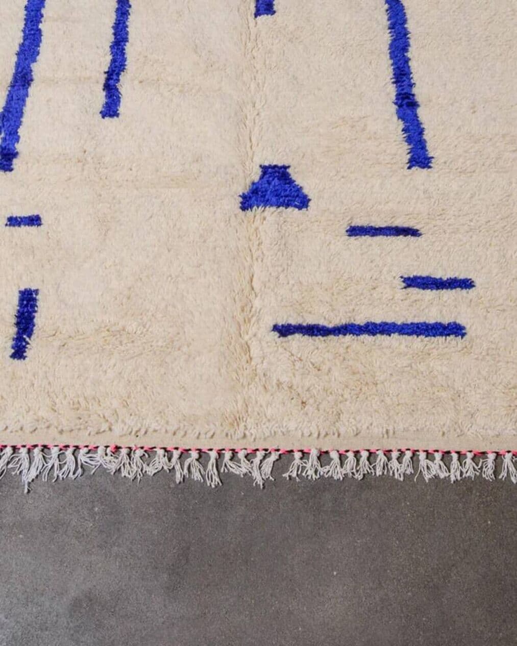 Ręcznie tkany dywan 250x150 cm, wełna, kremowy, niebieski, Maroko - 201105