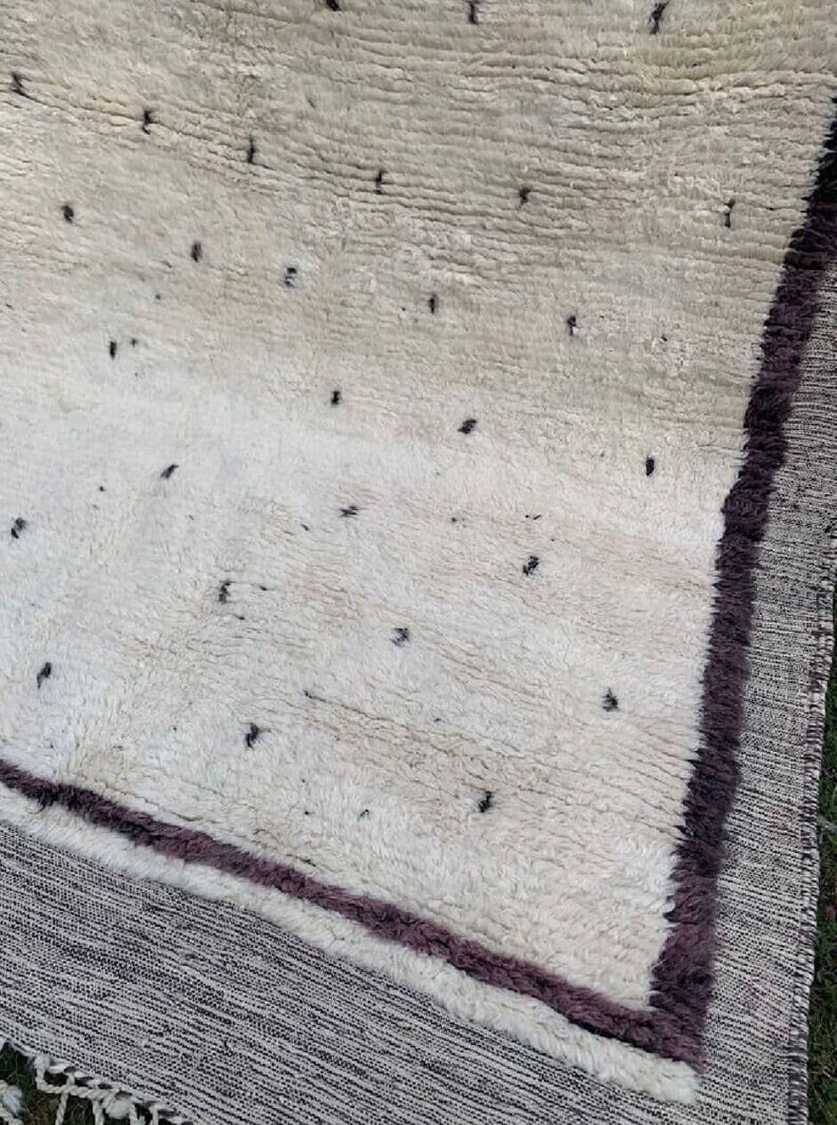Ręcznie tkany dywan 250x150 cm, wełna, kremowy, szary, fioletowy, Maroko - 201060