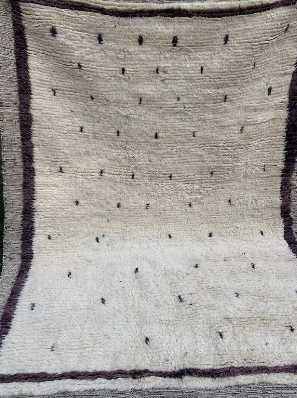 Ręcznie tkany dywan 250x150 cm, wełna, kremowy, szary, fioletowy, Maroko - 201059